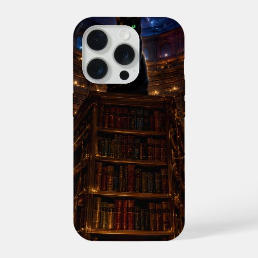 "Bibliotheekkat Middernacht iPhone Hoesje (Achterkant)