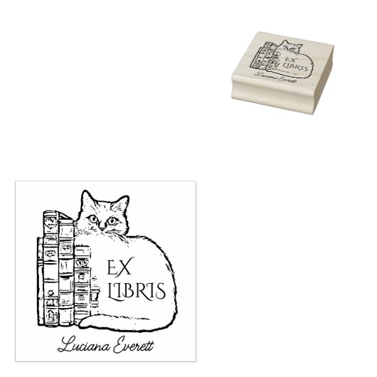 bibliotheekkat rubberstempel (Gestempeld)