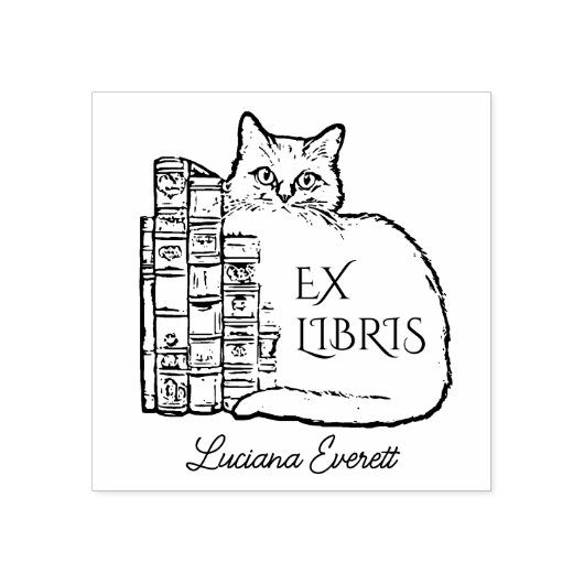  bibliotheekkat rubberstempel (Afrduk)
