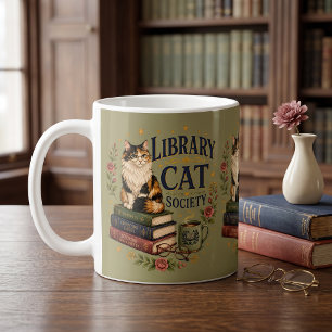 Bibliotheekkat Vereniging Boekminnend Calico Groen Koffiemok