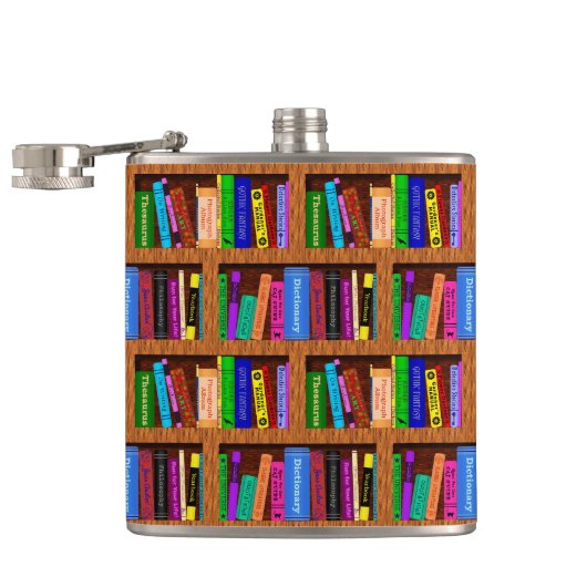 Bibliotheekplank patroon voor lezers heupfles (Geopend)