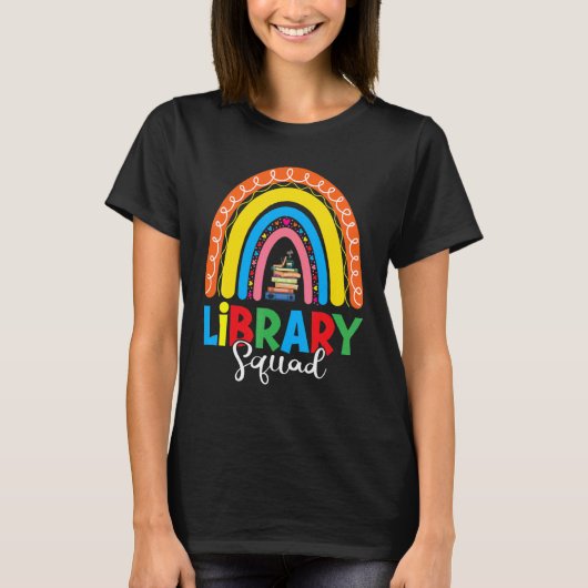Bibliotheekplein Librarian Bookworm Rainbow Readin T-shirt (Voorkant)