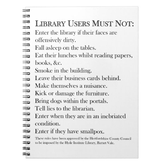 Bibliotheekregels Notitieboek (Voorkant)
