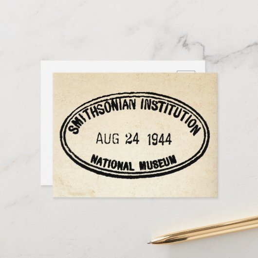 Bibliotheekstempel Smithsonian Institution 1944 Briefkaart (Voorkant / Achterkant in situ)