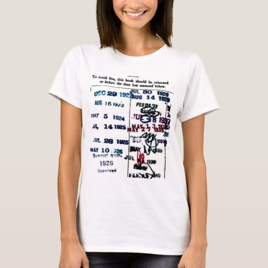 Bibliotheekstempel T-Shirt Librarian Date Card Shi (Voorkant)
