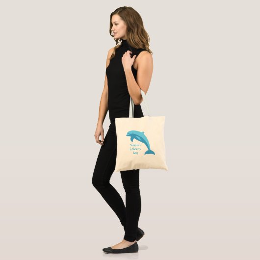 Bibliotheektas met de naam blauwe dolfijn van het  tote bag (Voorkant (model))