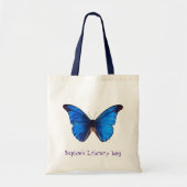 Bibliotheektas met de naam blauwe vlinder van het tote bag (Voorkant)