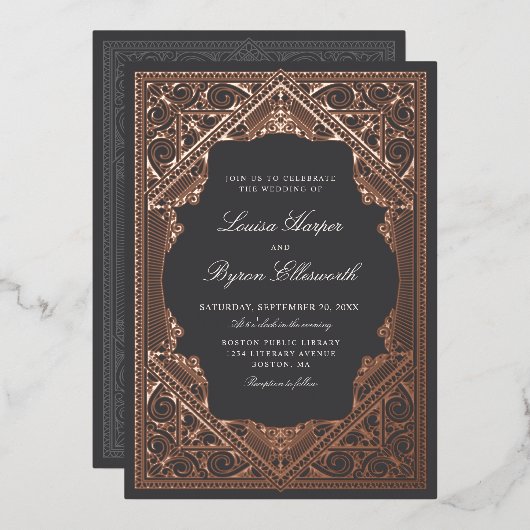  bibliotheekweddenschap folie uitnodiging (Voorkant / Achterkant)