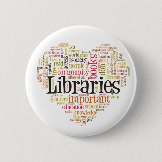 Bibliotheken opslaan 1 ronde button 5,7 cm (Voorkant)