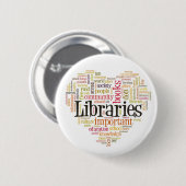 Bibliotheken opslaan 1 ronde button 5,7 cm (Voorkant /achterkant)
