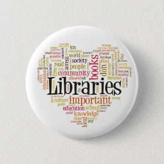 Bibliotheken opslaan 1 ronde button 5,7 cm