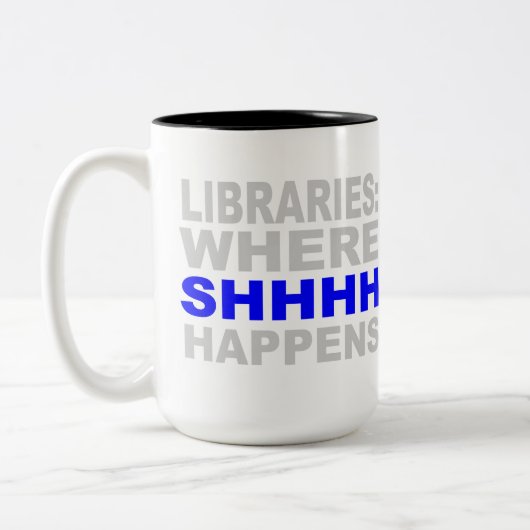 Bibliotheken waar SHHH Librarian Study Gift plaats Tweekleurige Koffiemok (Links)