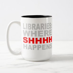 Bibliotheken waar SHHH Librarian Study Gift plaats Tweekleurige Koffiemok