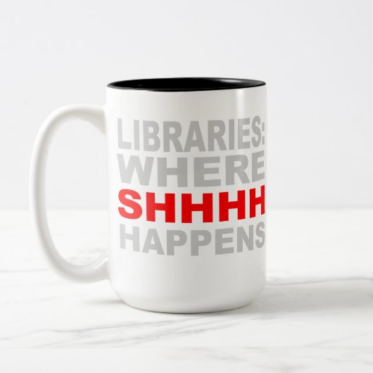 Bibliotheken waar SHHH Librarian Study Gift plaats Tweekleurige Koffiemok (Links)