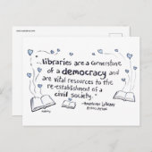 Bibliotheken zijn democratie feestdagenkaart (Voorkant / Achterkant)