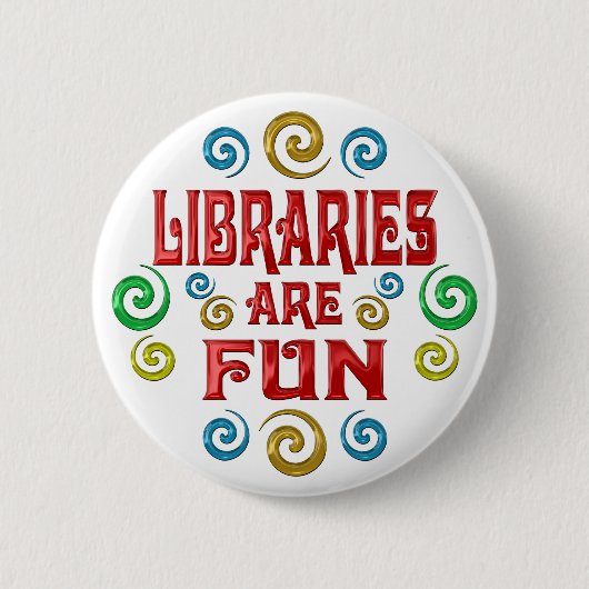 Bibliotheken zijn FUN Ronde Button 5,7 Cm (Voorkant)