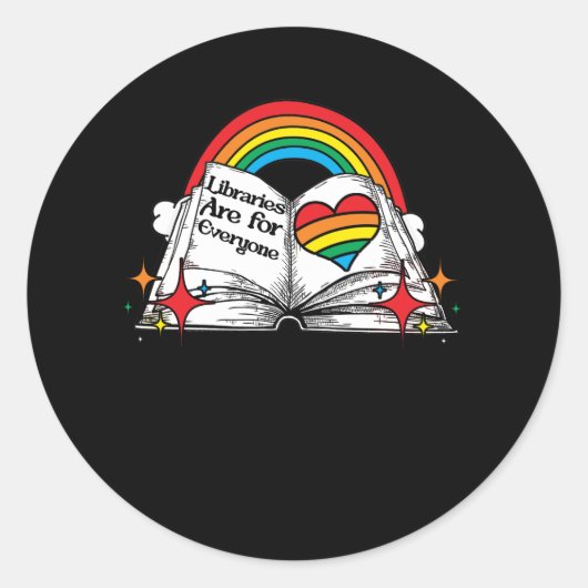 Bibliotheken zijn voor iedereen Rainbow LGBT Pride Ronde Sticker (Voorkant)