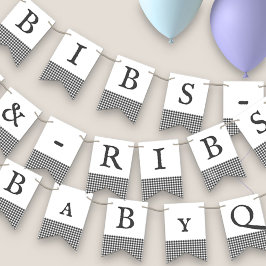 Bibs & Ribs BaByQ bewerkbaar grijs geruite Baby sh Vlaggetjes
