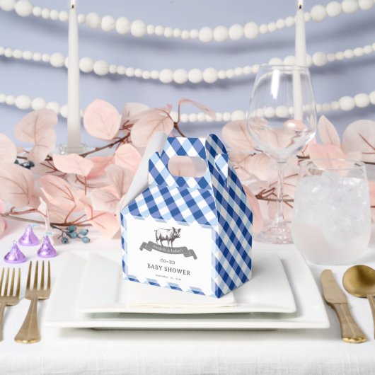 Bibs & Ribs BBQ Rustic Navy Geruite Baby Shower Bedankdoosjes (Huwelijk)