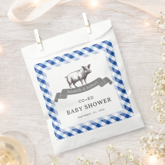 Bibs & Ribs BBQ Rustic Navy Gingham Baby Shower Bedankzakje
