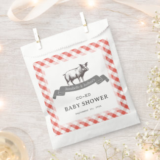 Bibs & Ribs BBQ Rustic Red Gingham Baby Shower Bedankzakje