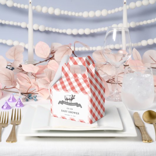 Bibs & Ribs BBQ Rustic Rode Gingham Baby Shower Bedankdoosjes (Huwelijk)