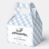 Bibs & Ribs BBQ Rustiek Blauw Gingham Baby shower Bedankdoosjes (Voorkant)