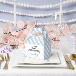 Bibs & Ribs BBQ Rustiek Blauw Gingham Baby shower Bedankdoosjes