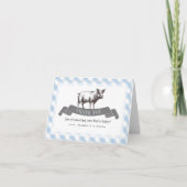 Bibs & Ribs BBQ Rustiek Blauw Gingham Baby shower Bedankkaart (Voorkant)
