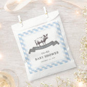 Bibs & Ribs BBQ Rustiek Blauw Gingham Baby shower Bedankzakje (Geknipt)