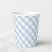 Bibs & Ribs BBQ Rustiek Blauw Gingham Baby shower Papieren Bekers (Achterkant)