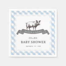 Bibs & Ribs BBQ Rustiek Blauw Gingham Baby shower