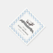 Bibs & Ribs BBQ Rustiek Blauw Gingham Baby shower Servet (Hoek)