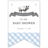 Bibs & Ribs BBQ Rustiek Blauw Gingham Baby shower Vlaggetjes (Tweede vlag)