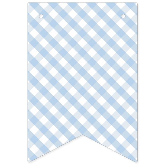 Bibs & Ribs BBQ Rustiek Blauw Gingham Baby shower Vlaggetjes (Eerste vlag)