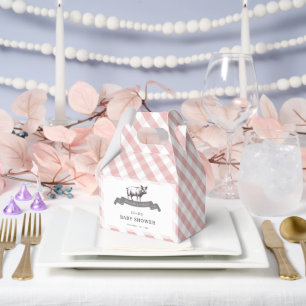 Bibs & Ribs BBQ Rustiek Roze Gingham Baby shower Bedankdoosjes