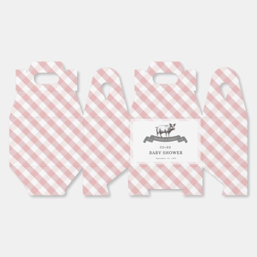 Bibs & Ribs BBQ Rustiek Roze Gingham Baby shower Bedankdoosjes (Ongevouwen)