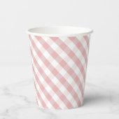 Bibs & Ribs BBQ Rustiek Roze Gingham Baby shower Papieren Bekers (Achterkant)