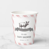 Bibs & Ribs BBQ Rustiek Roze Gingham Baby shower Papieren Bekers (Voorkant)