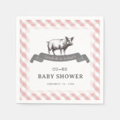 Bibs & Ribs BBQ Rustiek Roze Gingham Baby shower Servet (Voorkant)