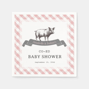 Bibs & Ribs BBQ Rustiek Roze Gingham Baby shower Servet