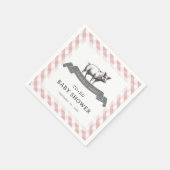 Bibs & Ribs BBQ Rustiek Roze Gingham Baby shower Servet (Hoek)
