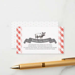 Bibs & Ribs Rustic Rode Geruite Boeken voor Baby Informatiekaartje