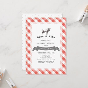 Bibs & Ribs Rustic Rode Geruite Gezamenlijke Baby  Kaart