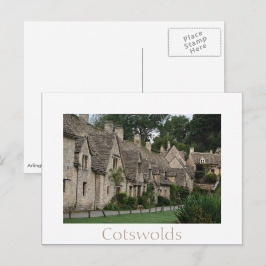 Bibury-behuizingen met tekstbriefkaart briefkaart (Voorkant / Achterkant)