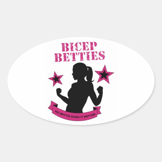 Bicep Betties Ovale Sticker (Voorkant)