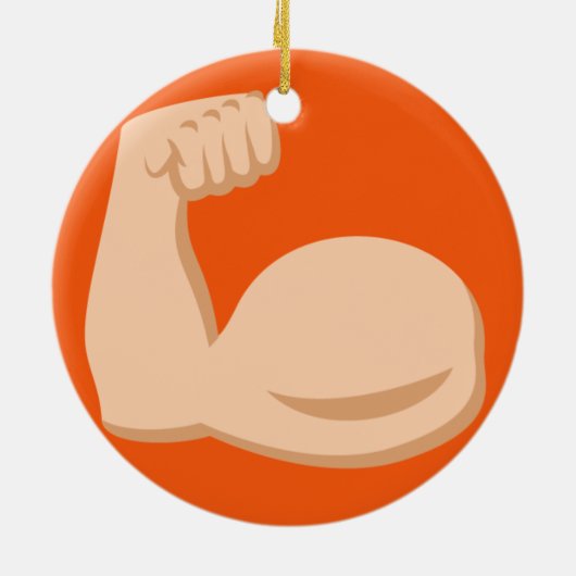 Biceps Emoji Keramisch Ornament (Achterkant)