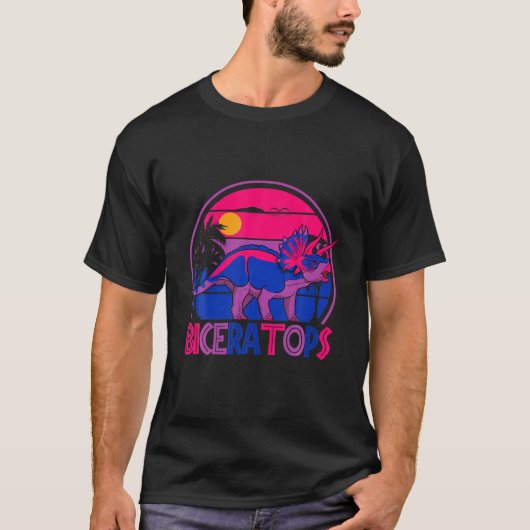 Biceratops Bisexual Pride Flag LGBTQ Ceratops Dino T-shirt (Voorkant)