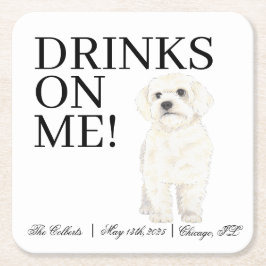 Bichon, Bolognese, Havanezer, Maltese bruiloft Kartonnen Onderzetters