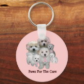 Bichon Breast Cancer Sleutelhanger (Voorkant)